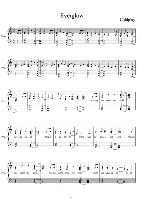 Everglow Arr Coldplay By Coldplay Sheet Music For Piano Solo At