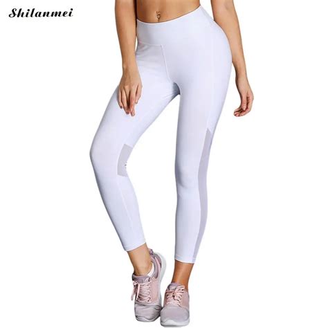 Women Leisure Nine Point Pants High Waist Yoga Fitness Trousers Mesh