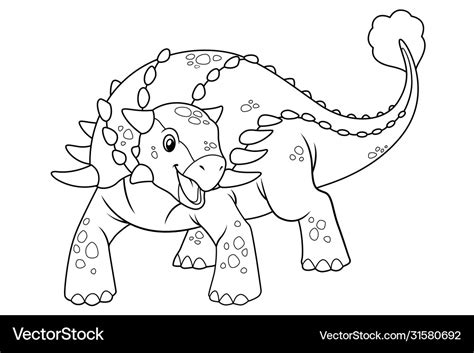 Ankylosaurus cartoon bw Royalty Free Vector Image