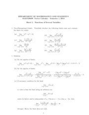 20009ProblemSheetSolns 1 DEPARTMENT OF MATHEMATICS AND STATISTICS