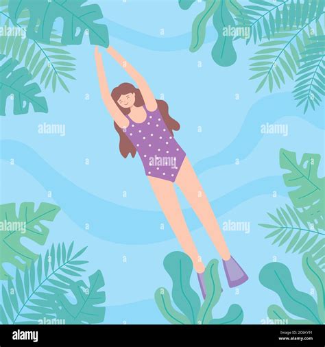 Woman Swimming Underwater Bikini Stock Vektorgrafiken Kaufen Alamy