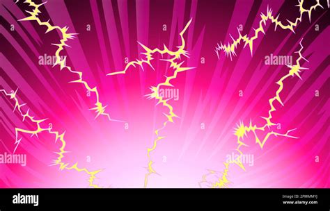 Dark pink background with lightning in space. Vector image in manga and ...