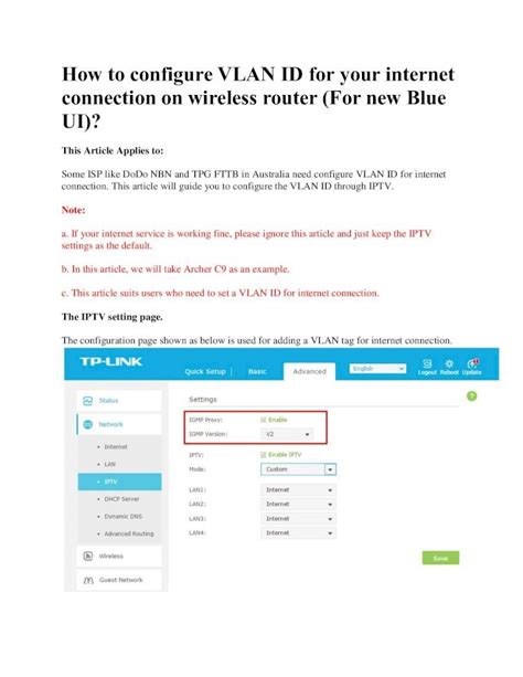 Pdf How To Configure Vlan Id For Your Internet Connection On To