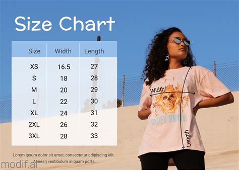 T-Shirt Size Chart Template With Photo - Mediamodifier