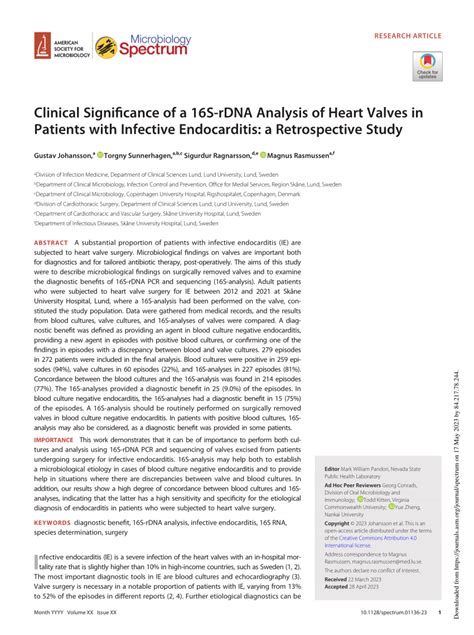 Pdf Clinical Significance Of A S Rdna Analysis Of Heart Valves In