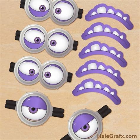 Minion glasses template printable - Olfeso