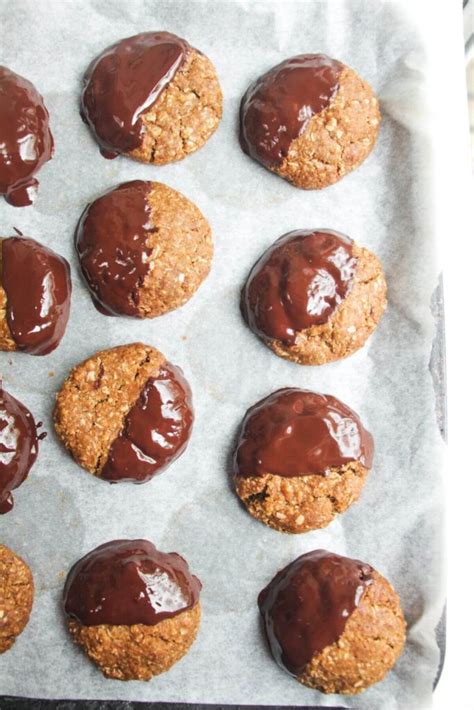 Chocolate Dipped Anzac Biscuits - Dished by Kate