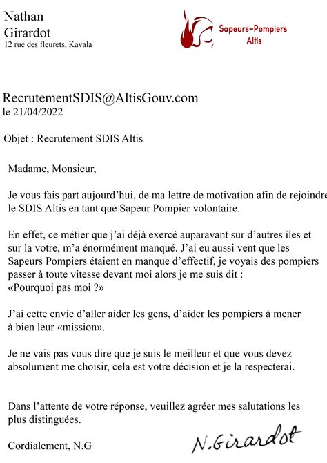 Lettre De Motivation Pompier Volontaire Ans Laboite Cv Fr The Best