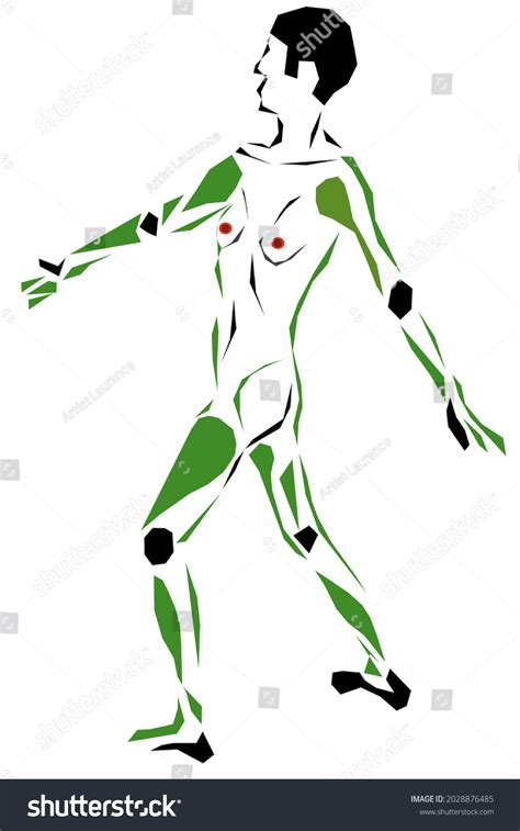 Abstract Male Nude Standing Pose Green Stock Illustration 2028876485 Shutterstock