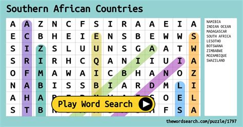 African Countries Word Search