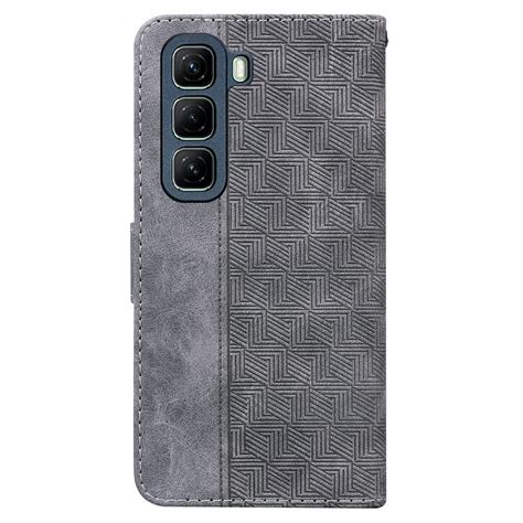 For Infinix Hot G Geometric Embossed Leather Phone Case Grey Alexnld