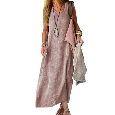 Frauen Sommer Strand Tank Kleid Damen Boho Urlaub Maxi Casual