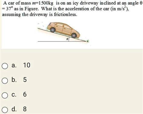 Solved A Car Of Mass M Kg Is On An Icy Driveway Inclined At An