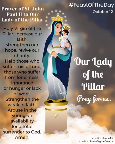 Prayer To Our Lady Of The Pillar October 12 Feast Of Our Lady Of The