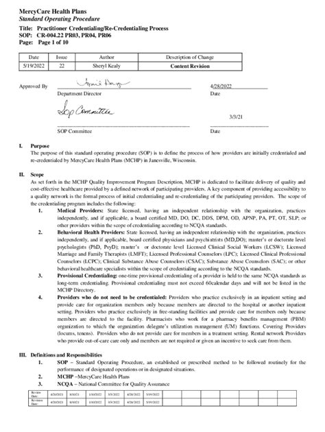 Fillable Online Mercycare Health Plans Standard Operating Procedure Fax