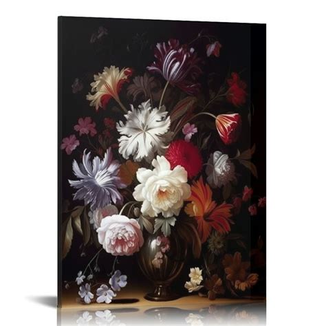 Pikweek Canvas Art Prints Dark Flower Painting Printable Art Moody