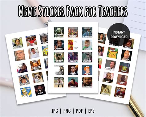 Printable Meme Sticker Pack For Teachers Teachers Reaction Etsy Singapore