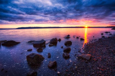 Wallpaper Sunlight Landscape Sunset Sea Bay Shore Reflection