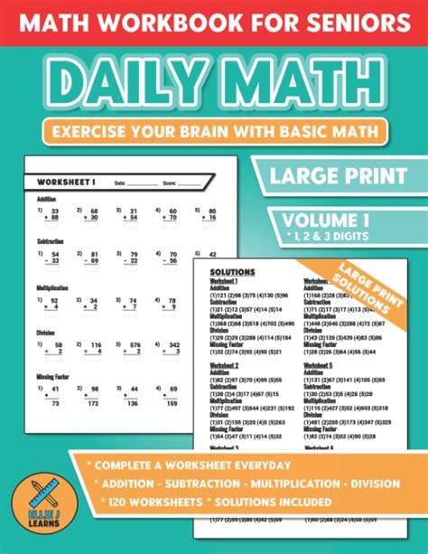 Daily Math Math Workbook For Seniors Exercise Your Brain With Basic