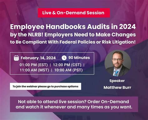 Webinar On Employee Handbooks Audits By The Nlrb Pedu Posted On The