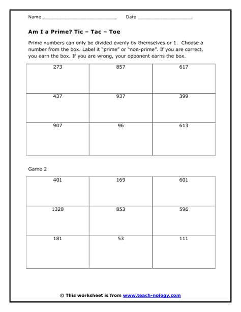 Prime Numbers Worksheets