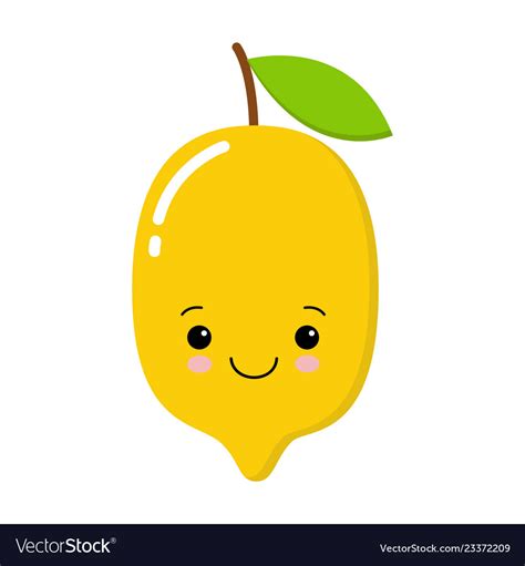 Yellow Cute Lemon Icon Isolated On Royalty Free Vector Image