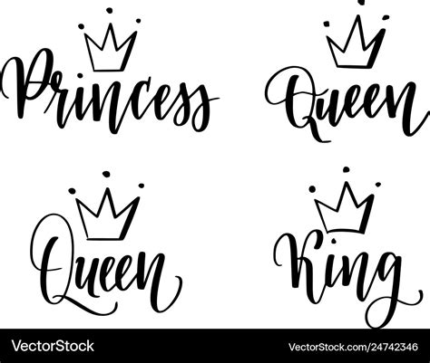 Queen King Princess Calligraphy Lettering Vector Image