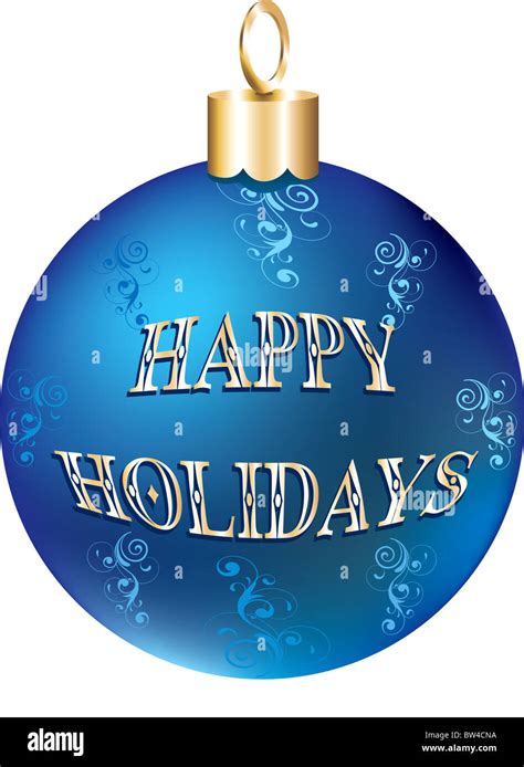 Vector Illustration Of Blue Gold Happy Holidays Ornament Isolated Stock