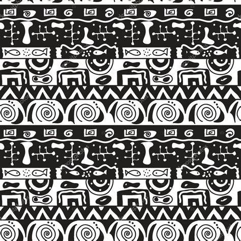 Tribal black and white seamless vector pattern — Stock Vector ...