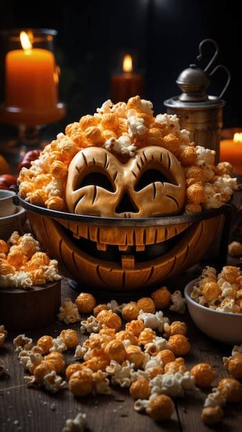 Premium AI Image | fright night flicks halloween horror movies and popcorn