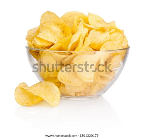 Potato Chips Glass Bowl Isolated On Stock Photo 1301330179 Shutterstock