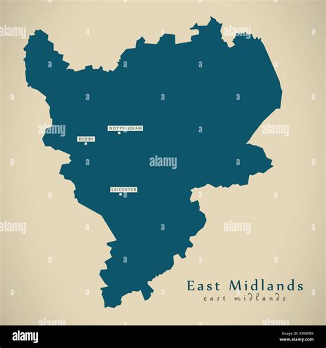 Modern Map - East Midlands UK England Illustration Stock Photo - Alamy