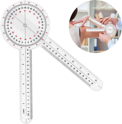 Prasacco 12 Inch Goniometer Transparent Orthopedic Angle Ruler Plastic