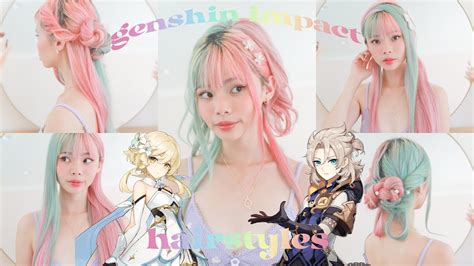 6 genshin impact inspired hairstyles part 3! 🍒 ️ lumine, eula, albedo ...