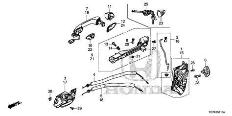 Honda Pilot Cylinder L Door Body Front Handle 72185 TG7 A01