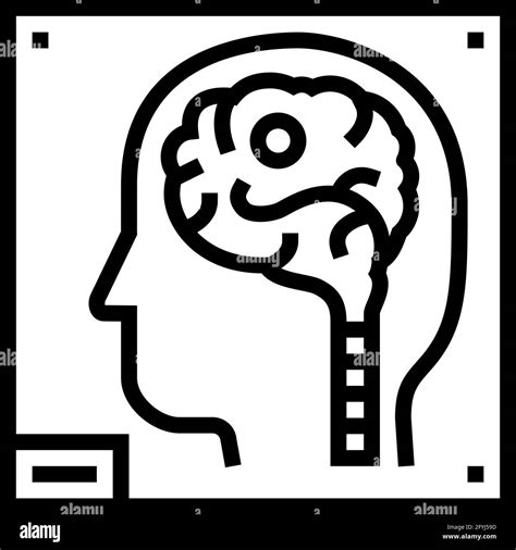 Human Brain X Ray Line Icon Vector Illustration Stock Vector Image