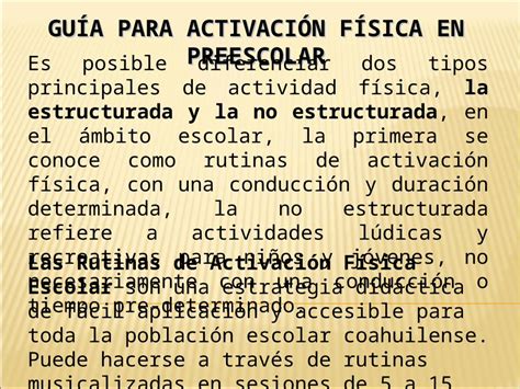 PPT GUÍA PARA ACTIVACIÓN FÍSICA EN PREESCOLAR Las Rutinas de