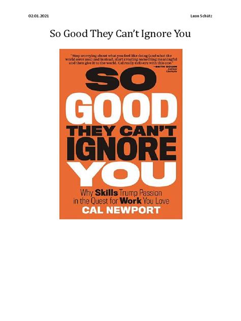 So Good They Can T Ignore You Pdf