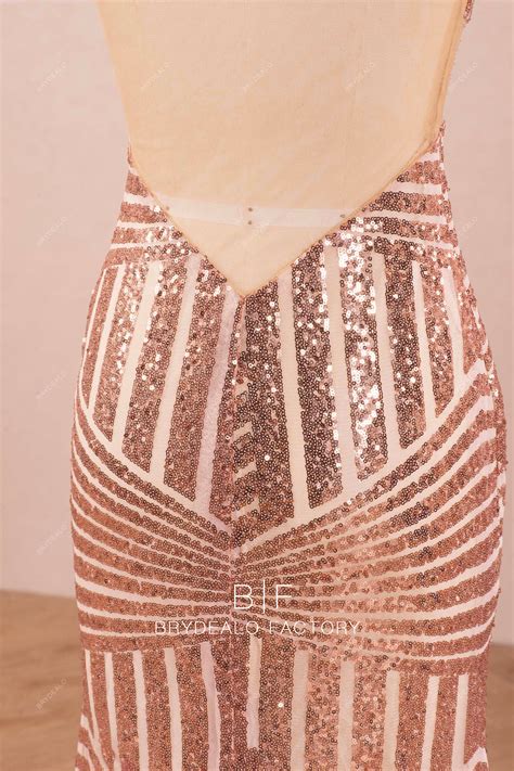 Unique Gold Sequin One Shoulder Illusion Cutout Prom Dress Designformal