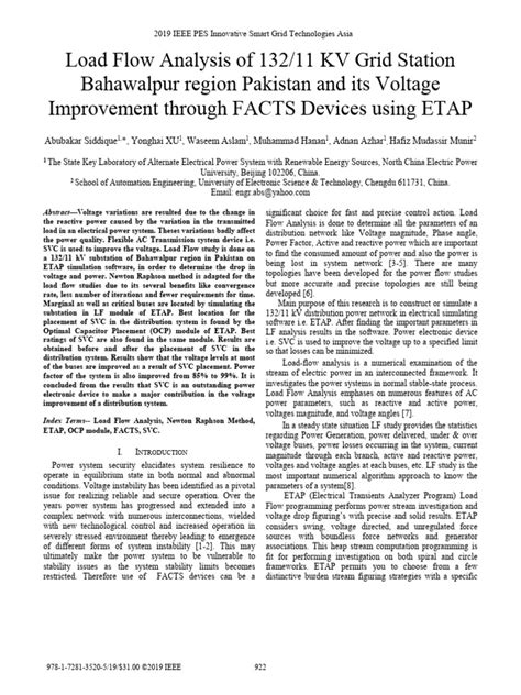 Load Flow Analysis Of 132 11 Kv Grid Station Bahawalpur Region