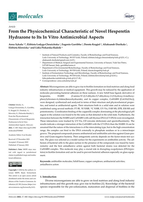 Pdf From The Physicochemical Characteristic Of Novel Hesperetin