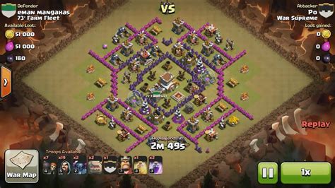 Clash Of Clans Th8 Vs Th8 Golem Wizard And Pekka Gowipe Clan War 3