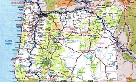 Large detailed roads and highways map of Oregon state with all cities
