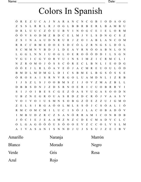 Printable Spanish Word Search