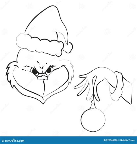 Grinch Outline With MERRY GRINCHMAS Lettering, Grinch Smile, Silhouette Vector Illustration ...