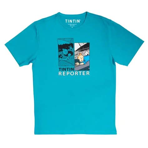 Adult T Shirt Tintin Snowy Duo Turquoise The Tintin Shop Uk