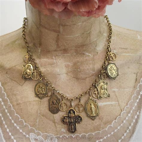 Saint Necklace Catholic Jewelry Medals Religious Charms Etsy