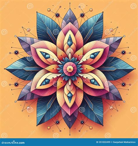Geometric Flower Petals Flower Petals Using Geometric Shapes Stock