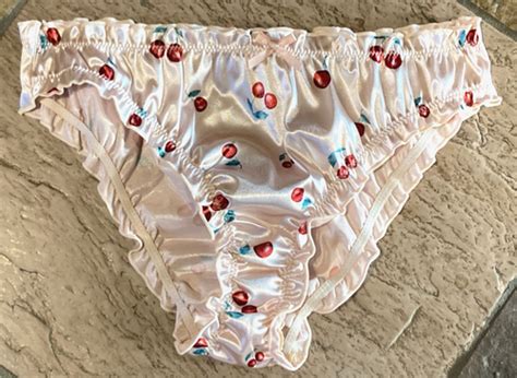 Cherry Vanilla Med Silky Second Skin SATIN Ruffled Hi Leg Bikini Panty SR134 EBay