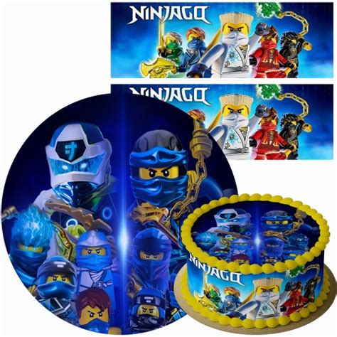 Zestaw Op Atek Na Tort Lego Ninjago Dwa Obwody Tekst Wafers Premium